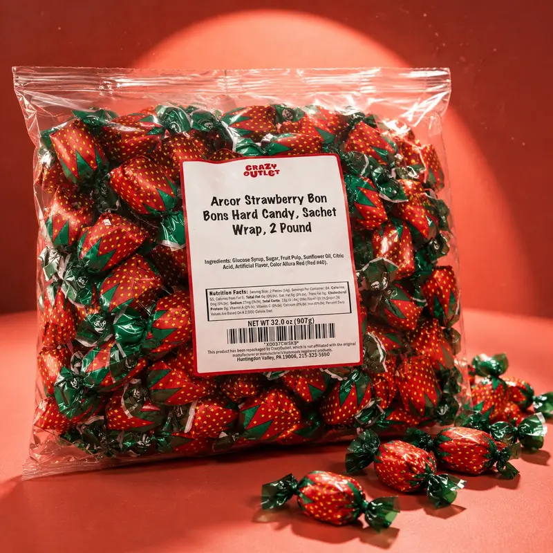 Arcor Strawberry Bon Bons Hard Candy (2 Lb Bag)