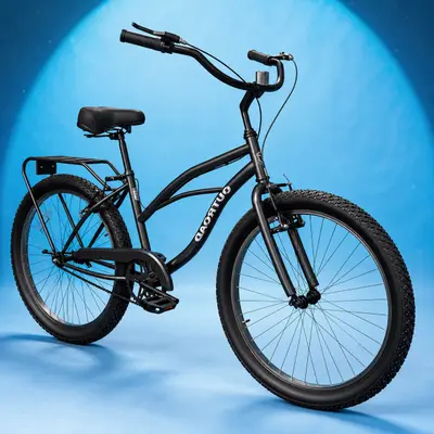 Beach Cruiser Bike, 26 Inch Commuter Bicycle with Rear Rack
