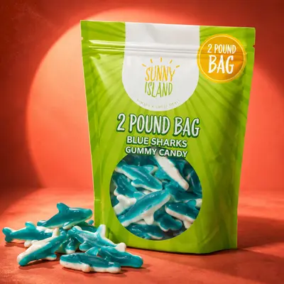 Gummy Sharks, Blue Raspberry Flavor (2 Lb Bag)
