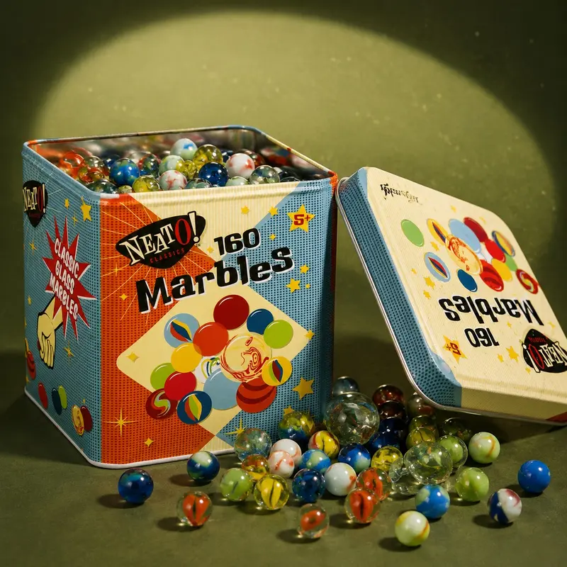 Toysmith Neato Classics 160 Marbles Tin Box