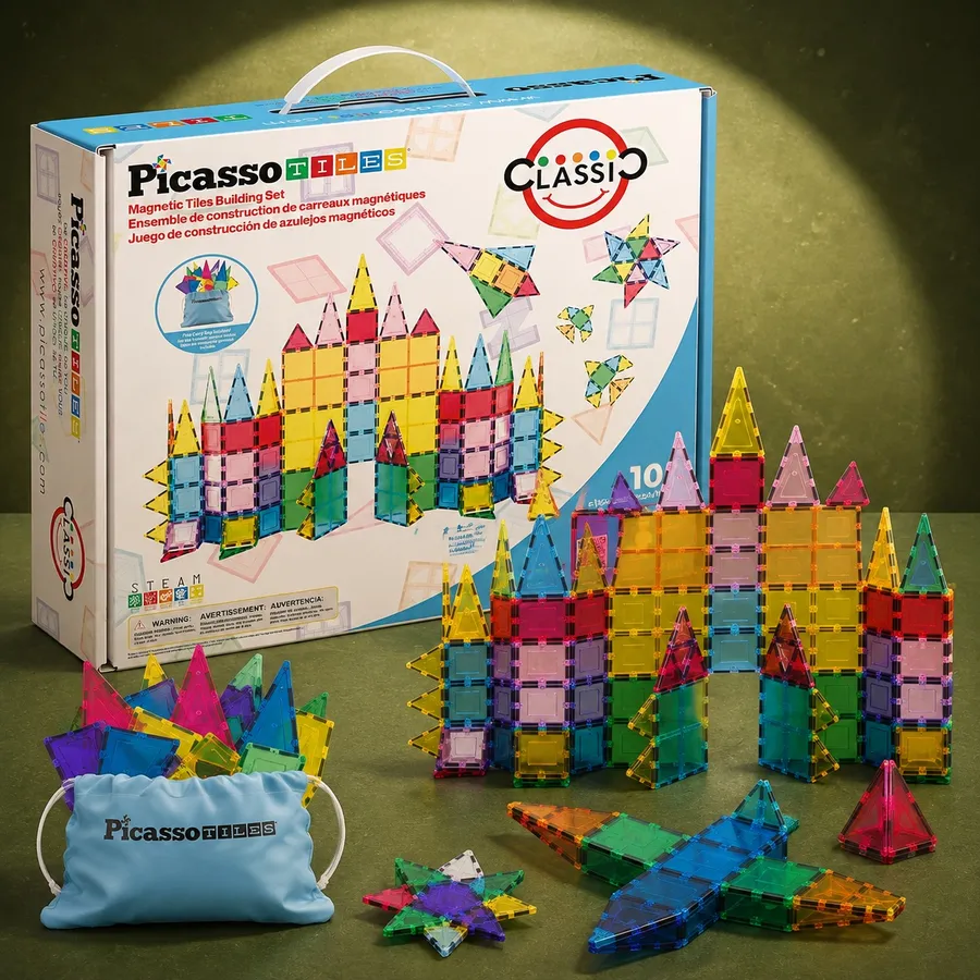 PicassoTiles 100 Piece Magnetic Tiles